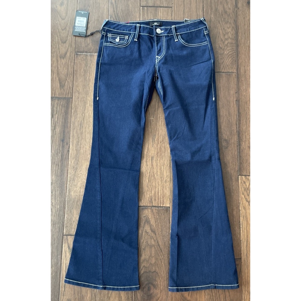 Y2K True‎ Religion Joey SN FLAP FLARE Jeans Womens 28 Dark Wash Low Rise NWT